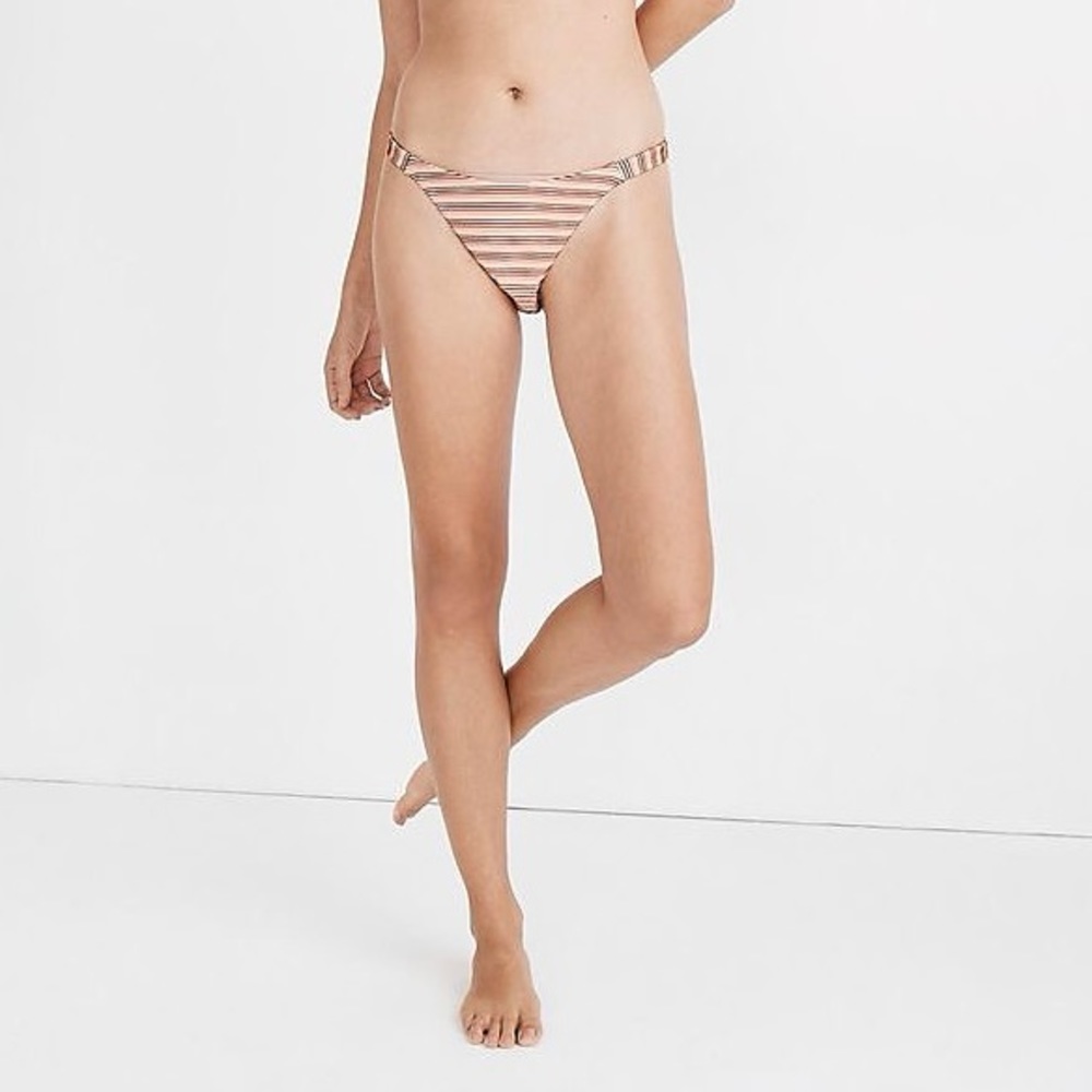Madewell Ribbed Side-Strap Bikini Bottom in Ombré Stripe